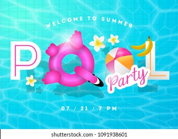 Pool party summer vector illustration