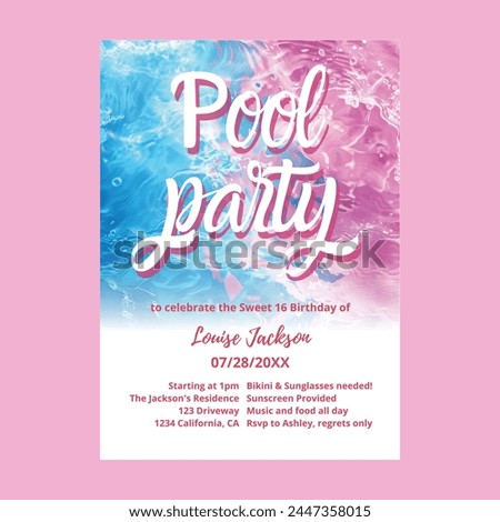 Pool Party Sweet 16th Invitation