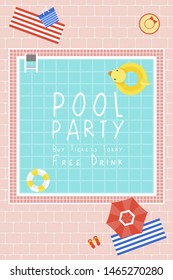 Pool Party, Swimming pool with summer element vector