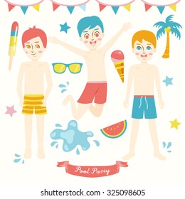 Pool Party Vector Design Illustration