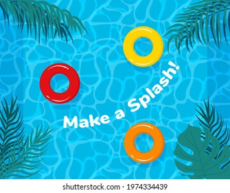 Pool party vector poster, flyer or banner template. Pool or Beach Party Invitation Template Card. Swimming pool event invitation. Beach club holiday poster. Summer time.