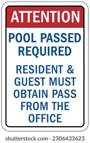 Pool pass required sign and labels