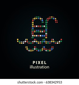 Pool - pixel icon. Vector Illustration. Design logo element. Isolated on black background. It is easy to change to any color.