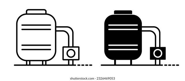 Juego de iconos de la bomba de pool. Símbolo de la línea del motor de bombeo.