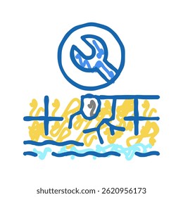 serviços de reparo de pool ícone doodle esboço vetor. sinal de serviços de reparo de pool. ilustração de símbolo isolado