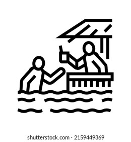 Pool Restaurant And Bar Line Icon Vector. Pool Restaurant And Bar Sign. Isolated Contour Symbol Black Illustration