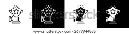 Pool Rewards icon set in line and glyph style on black and white background