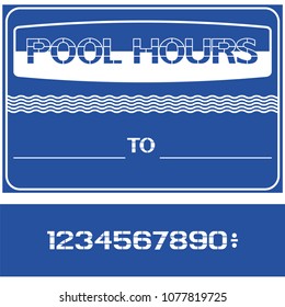 Pool rules sign.
Information board with the working time of this object, vector illustration.