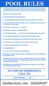 Pool Rules Sign. Vector