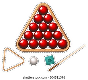 Pool set with red balls and stick