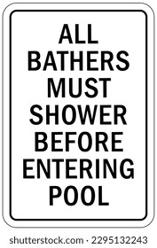 Pool shower sign and label