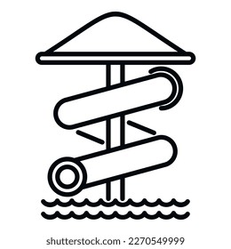 Pool slide icon outline vector. Water park. Tube play