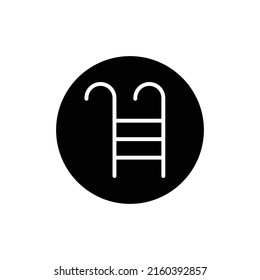 Pool stairs icon vector. Swimming pool, sport. Solid icon style, glyph. Simple design illustration editable