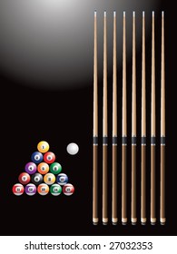 Pool Sticks And Balls