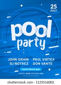 Pool summer party invitation banner flyer design. Water Pool party template poster