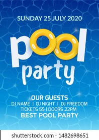 Pool summer party invitation banner flyer design. Water Pool party template poster