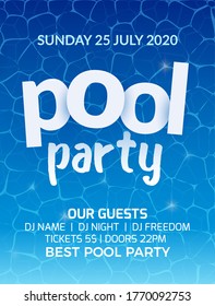 Pool summer party invitation banner flyer design. Water Pool party template poster