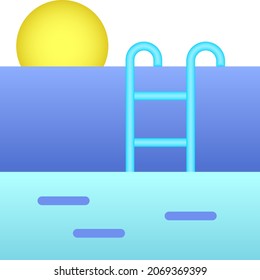 Piscina, icono solar. Elementos vectoriales simples de color de los iconos de vacaciones para ui y ux, sitio web o aplicación móvil sobre fondo blanco