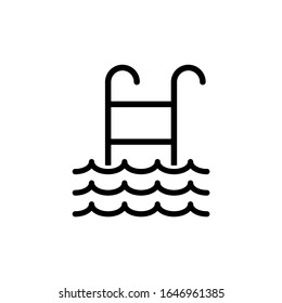 Pool Swim Line Vector Icon Isolated. Linear Icon With Swimming Pool Icon For Web Design. Summer Pool Sign Or Symbol. EPS 10