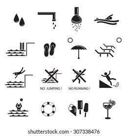 Pool swimming vector icon set