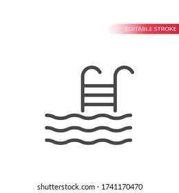 Símbolo de grupo, icono del vector de línea delgada de ondas de agua. Esquema, trazo editable