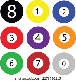 
Pool Table Billiard Ball Set, Art Number Style