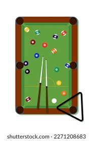 Pool Table Clipart Illustration In Flat Style Isolated On White Backgroun