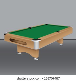 Pool table with a green cloth. Vector illustration.
