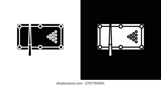 Pool table icon line art editable stroke and solid collection for app design