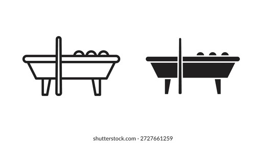 Pool table icons collection. Thin linear and black flat icons