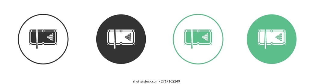 Pool table icons, Line and Silhouette Icon Set.
