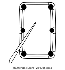 pool table illustration hand drawn outline vector