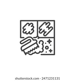 Pool Tile Cleaning line icon. linear style sign for mobile concept and web design. Dirty pool tile outline vector icon. Symbol, logo illustration. Vector graphics