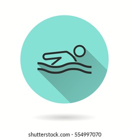 Pool vector icon. Black illustration isolated on green background for graphic and web design.