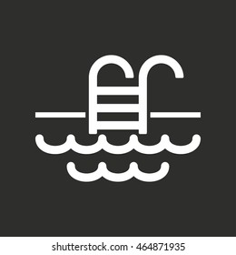 Pool vector icon. White illustration isolated on black background for graphic and web design.