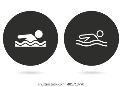 Pool vector icon. White illustration isolated on black background for graphic and web design.