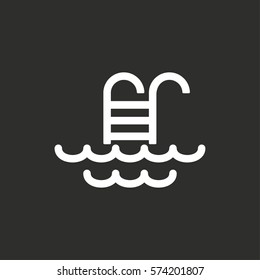 Pool vector icon. White illustration isolated on black background for graphic and web design.