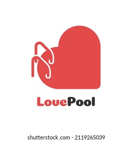 Pool. Vector illustration of a swimming pool in the shape of a heart. Design for Valentine's day. Heart icon