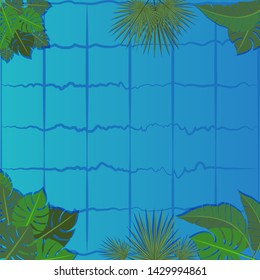 Pool water, clean vector background for resort and vacation poster, cine summer swimming day, water and waves for web and print 