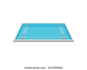 Pool For Water Polo. View From Above. Vector Illustration On White Background.