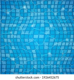 Pool water swim background summer poster texture. Pool reflect water vector ripple aquatic design