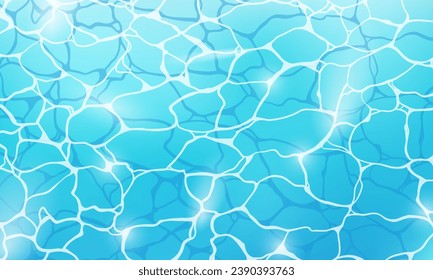 Pool water texture abstract cartoon style vector illustration. Pool water surface with blue wave ripples and foam background or pattern. Summer ocean resort beach swimming texture.