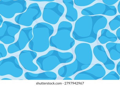 pool water texture seamless pattern, repeating blue water surface with ripples and light reflections, abstract aquatic background for summer design - vector illustration