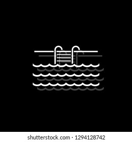 Pool. White flat simple icon with shadow