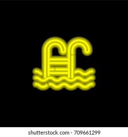 Pool yellow glowing neon ui ux icon. Glowing sign logo vector