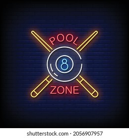 Pool Zone Neon Signs Style Text Vector