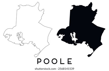 Poole map outline and black silhouette vector