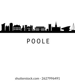 Poole Skyline Silhouette England with Dorset Cityscape.