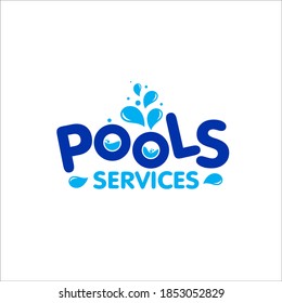 Pools services text, Creative innovation for swimming pool Concept. Logo Design template