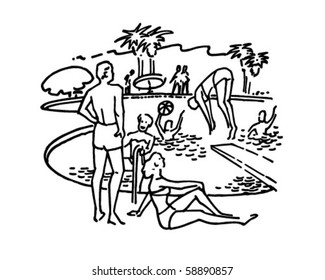 Poolside Fun - Retro Clip Art